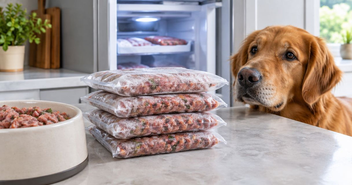 How long does frozen raw dog food last in the freezer?