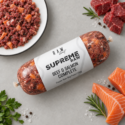 Supreme Raw Beef & Salmon Complete raw dog food 454g roll