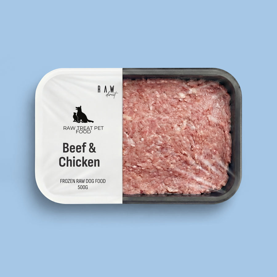 Beef & Chicken Raw Dog Food 500g | Complete 80 10 10