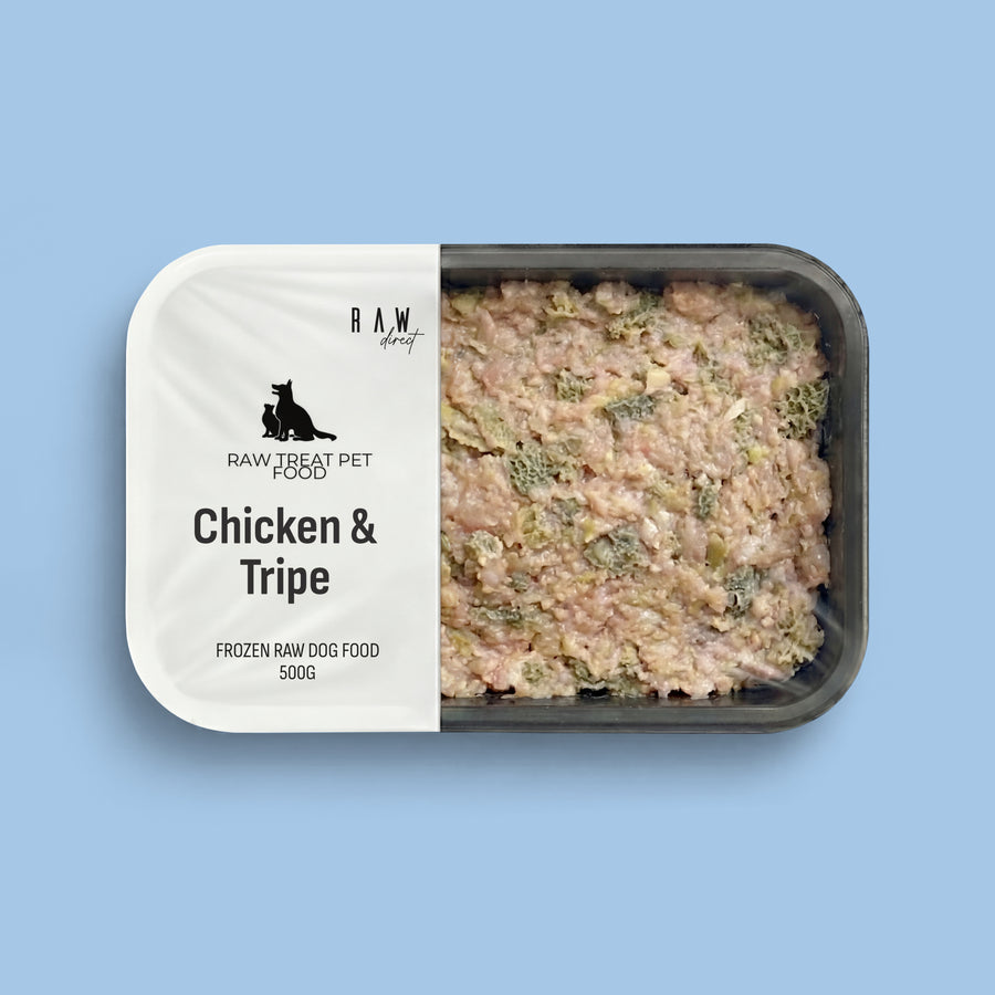 Chicken & Tripe Raw Dog Food 500g | Complete 80 10 10