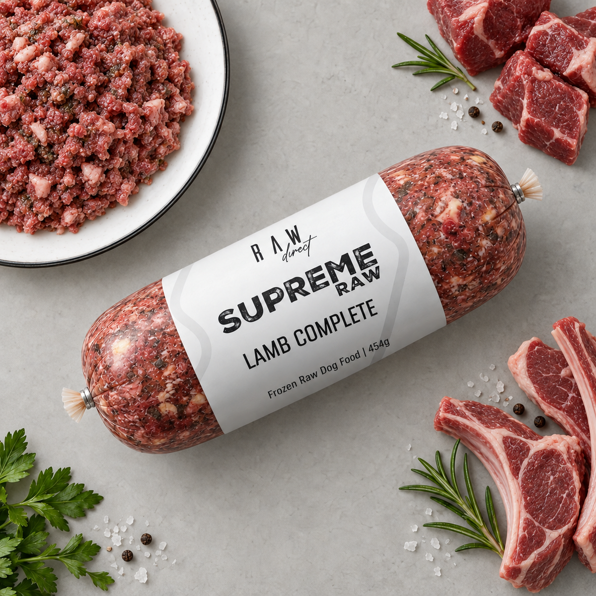 Supreme Raw Lamb Complete raw dog food 454g roll