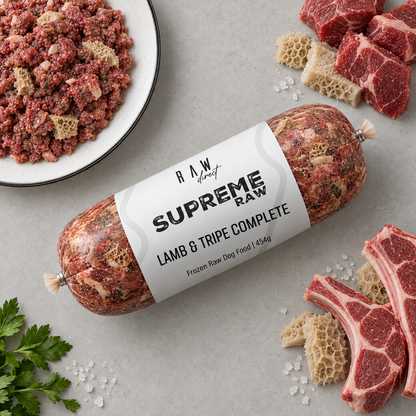 Supreme Raw Lamb & Tripe Complete raw dog food 454g roll
