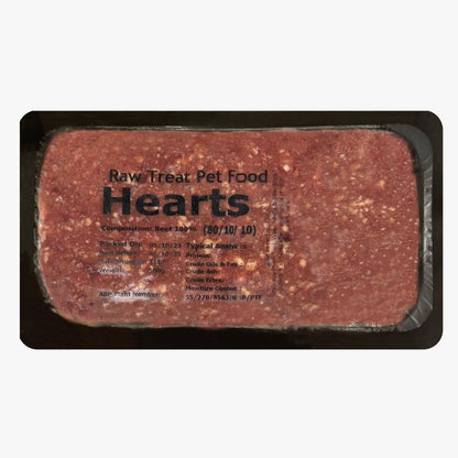 RAW TREAT PETFOOD Hearts 500g - High-quality raw pet food for dogs, made from nutritious hearts, perfect for promoting a healthy diet.
