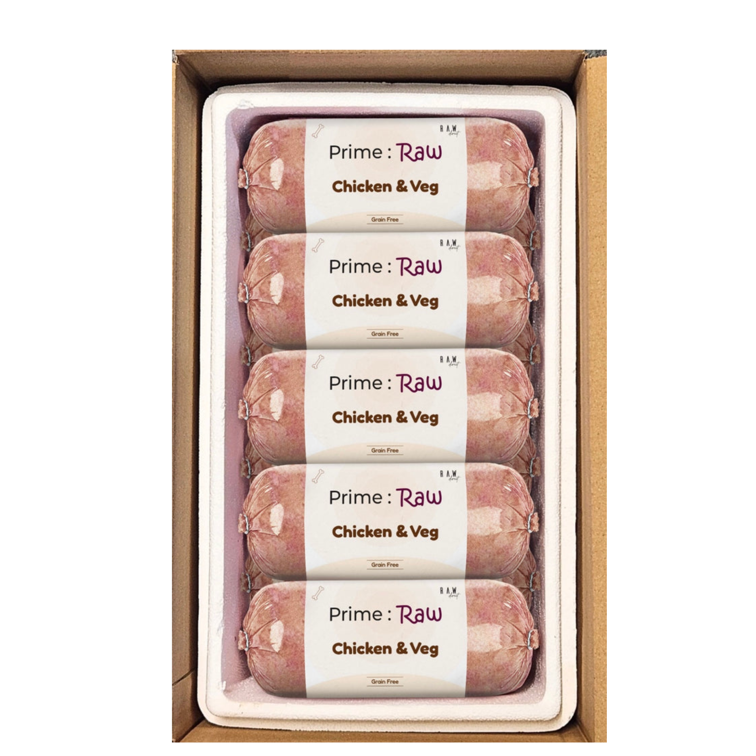 PRIME RAW Chicken & Veg 454g dog food – nutritious raw chicken and vegetable meal for dogs






