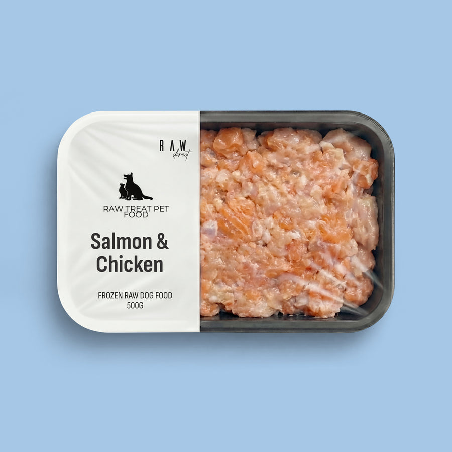 Salmon & Chicken Raw Dog Food 500g | Complete 80 10 10