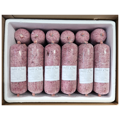 PRIME RAW Chicken & Tripe 454g raw dog food, natural and nutritious meal for dogs, packed with protein and essential nutrients.