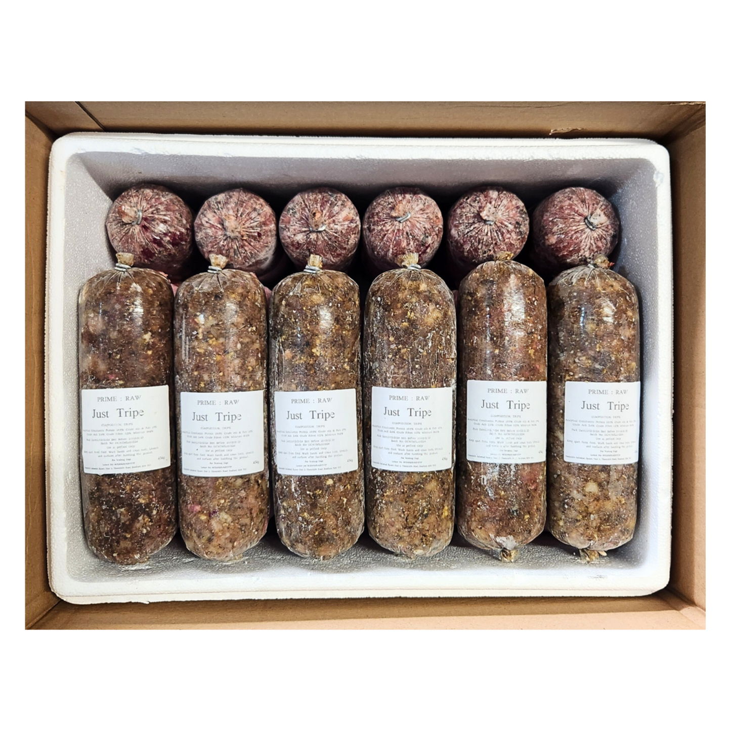 PRIME RAW Just Tripe 454g raw dog food, natural and nutritious tripe meal for dogs, packed with protein and essential nutrients.