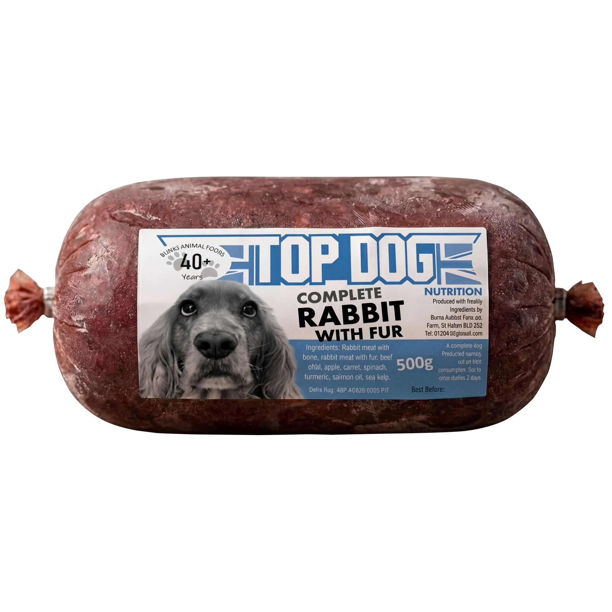 Rabbit with Fur Dinner Complete 500g | 80/10/10 - Raw Direct